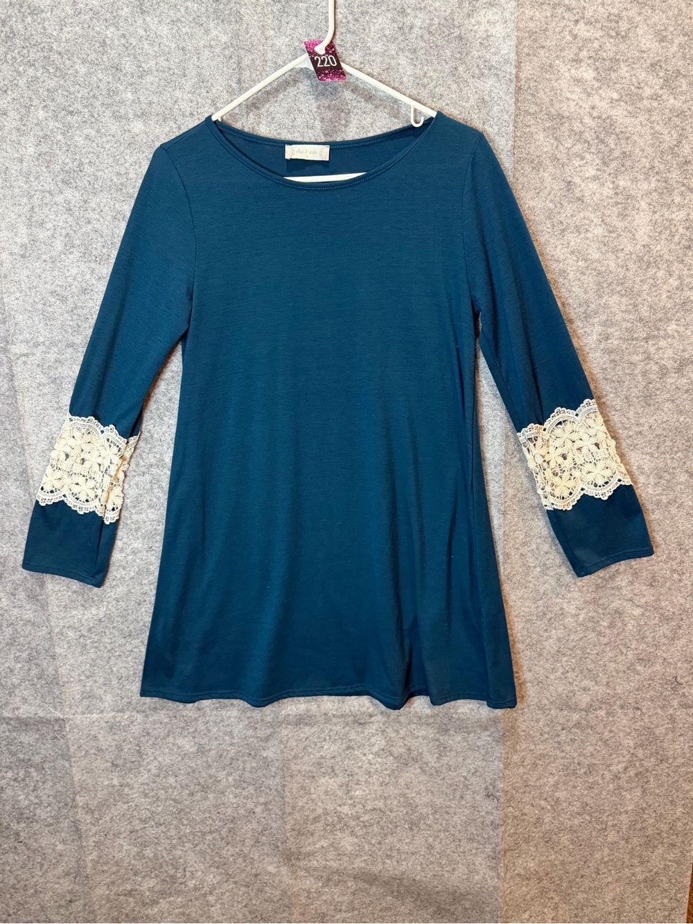 Altarโd State Teal Lace Sleeve Tunic Top Medium Boho Romantic